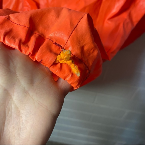 Handmade Windbreaker Jacket with Patches Neon Orange Pullover Pocket Hoodie - Picture 15 of 16